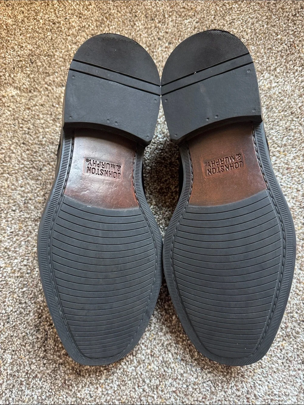 Johnston & Murphy Black Leather Slip-On Loafers with Tan Interior
